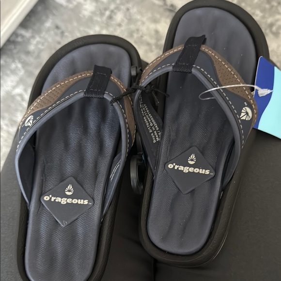 O’rageous Blue grey and Brown Flip Flops - Picture 4 of 7